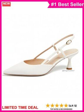 Pointed Toe Kitten Heel Slingback Pumps Dress Shoes